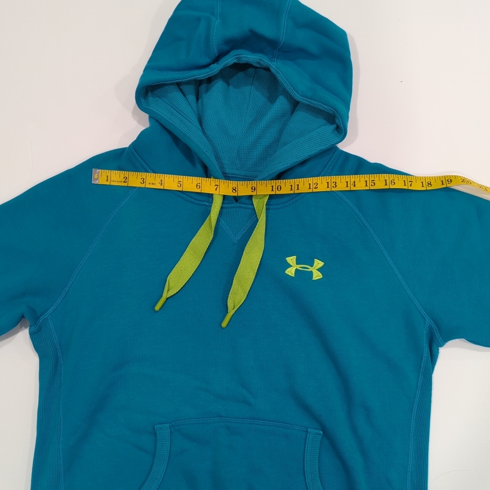 Under Armour Storm Cold Gear Teal Blue Hoodie with Green Accents Women's Medium - Picture 10 of 13